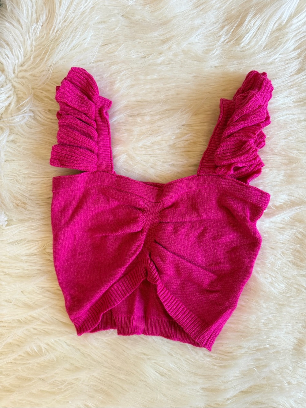 Hot Pink Ruffle Strap Crop Top